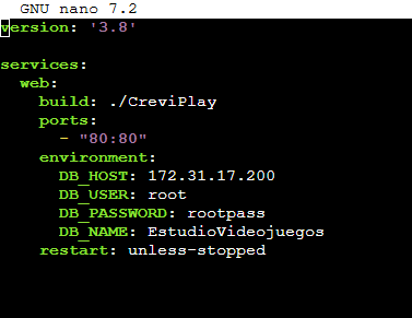 Docker Compose actualizado del servidor web