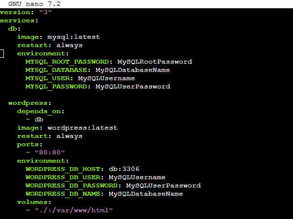 Fichero docker-compose para WordPress, MySQL y phpMyAdmin